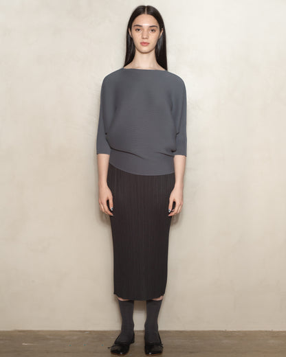 Charcoal Dolman Stretch Pleat Top