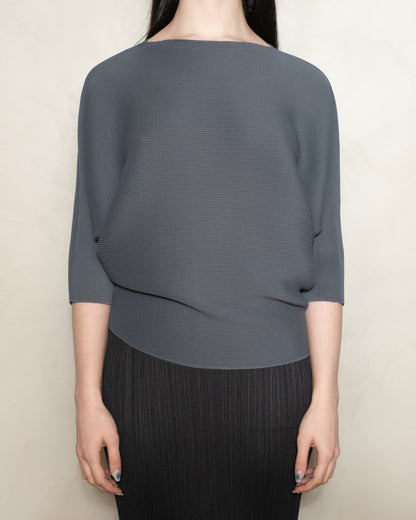 Charcoal Dolman Stretch Pleat Top