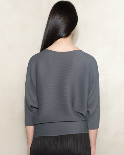Charcoal Dolman Stretch Pleat Top