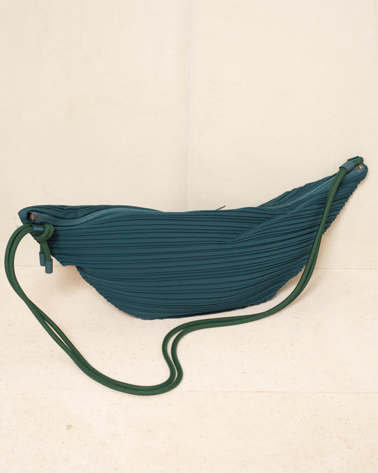 Dark Green Leaf Pleats Bag