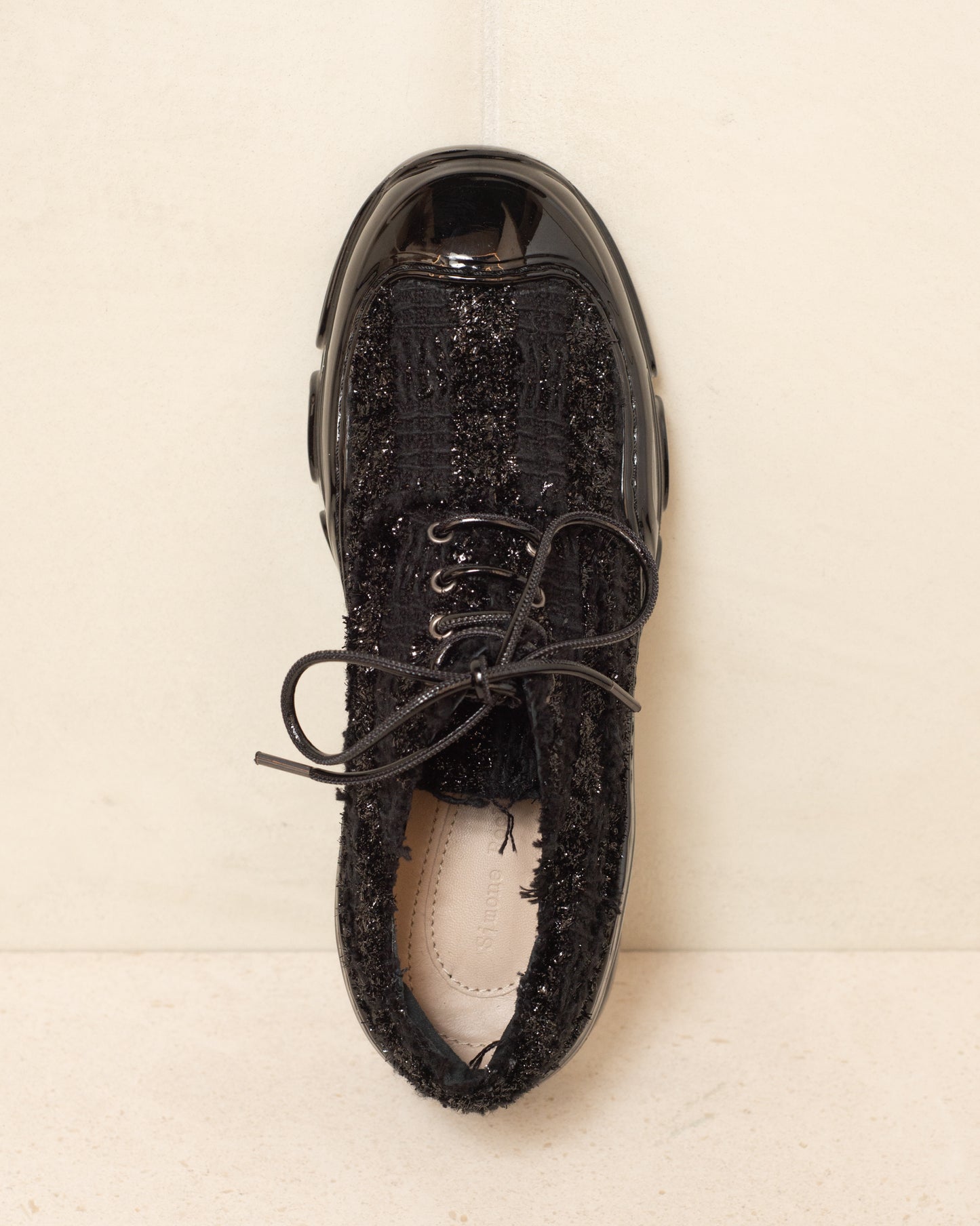 Black Tinsel Tweed Tracker Sneakers