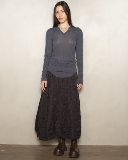 Dark Grey V-Neck Long Sleeve T-Shirt