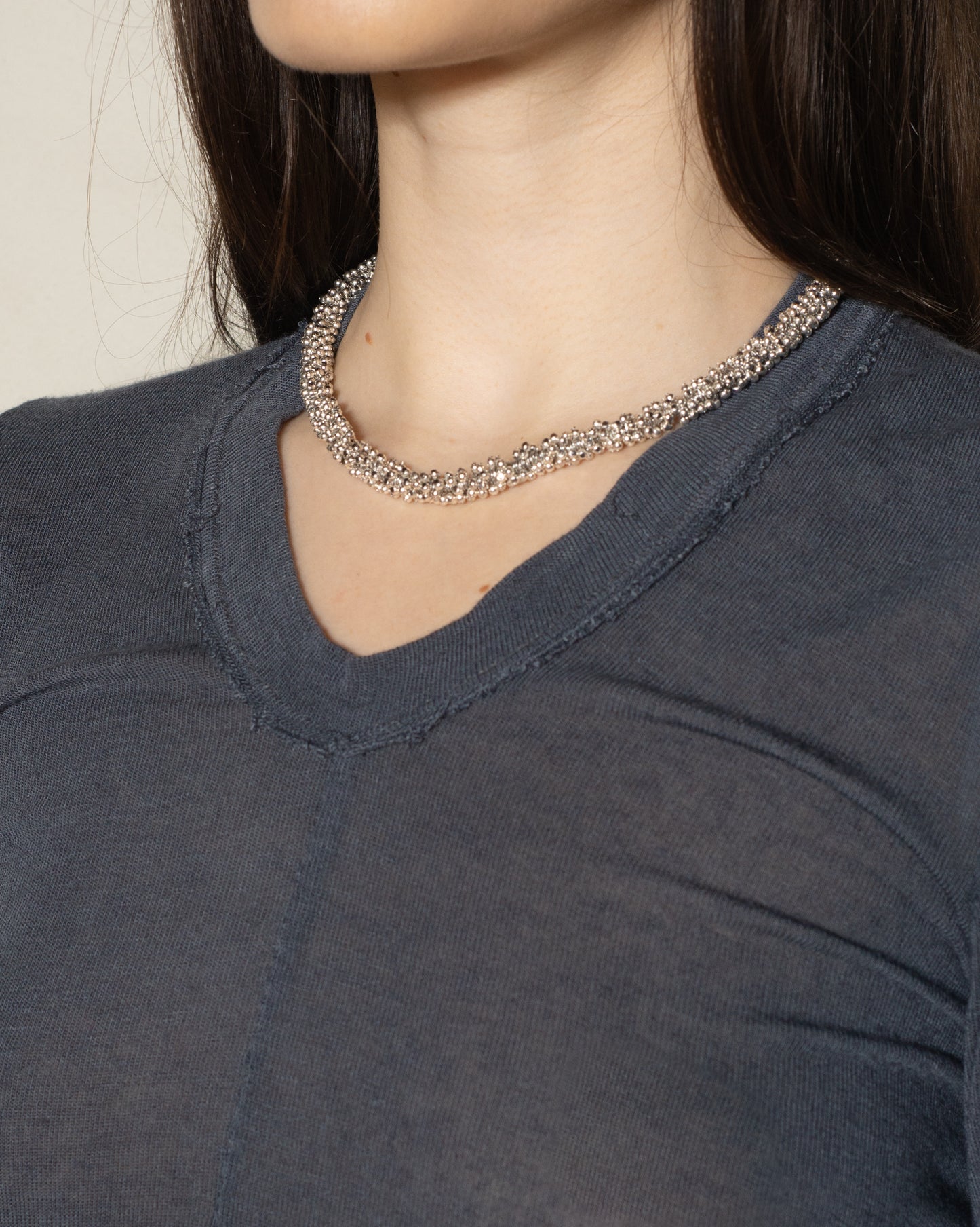 Silver Steel Bead Necklace Dilettante