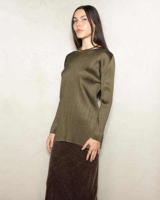 Khaki Round Neck Top