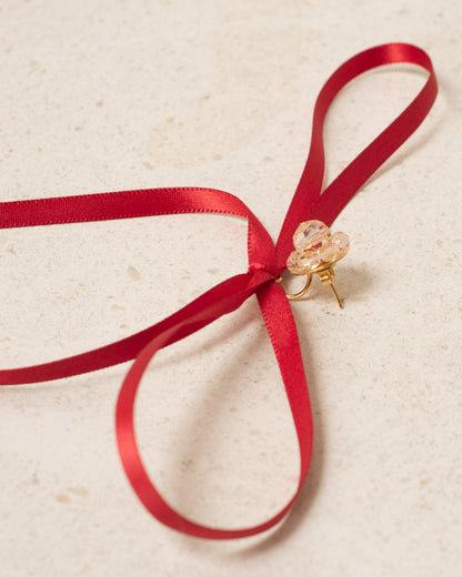 Red Bow Ribbon Stud Earrings