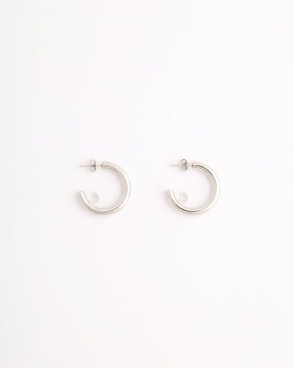 Clear Quartz and Silver Luna Earrings