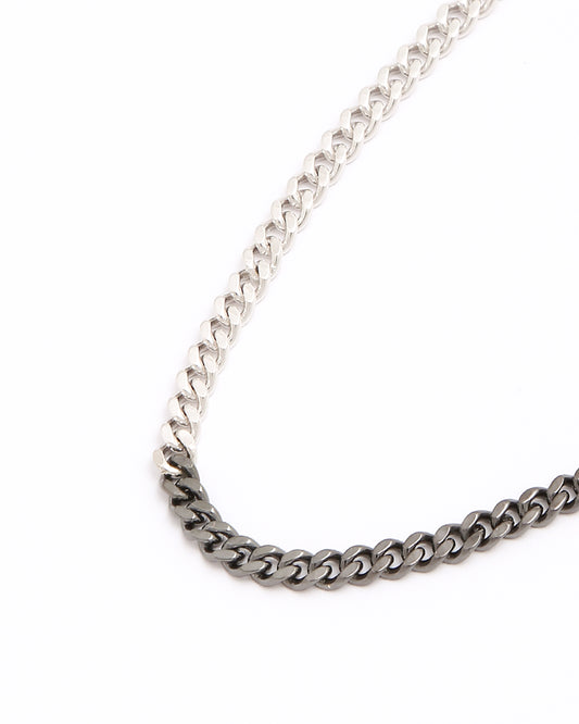 Black Rhodium and Silver Duo Curb Chain Necklace