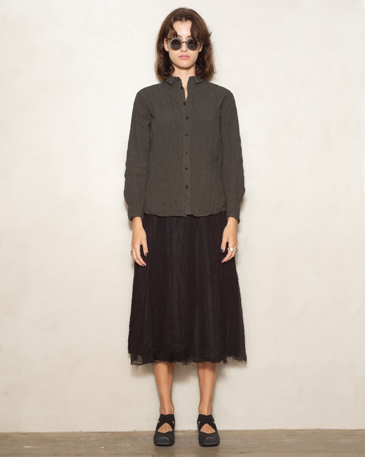 Black Flock Print Skirt