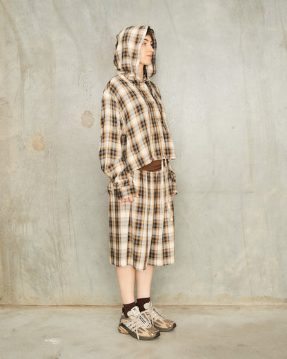 Beige Check Relaxed Shorts