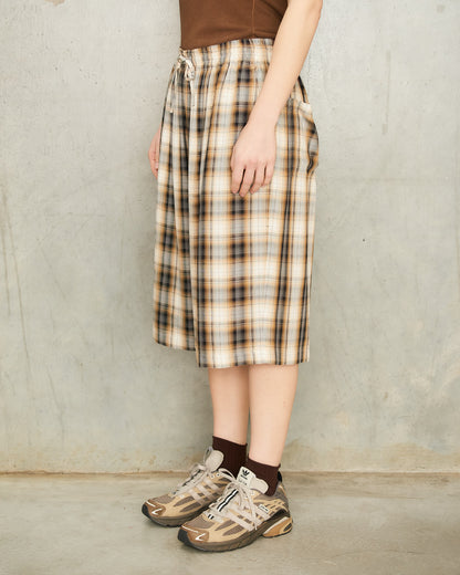 Beige Check Relaxed Shorts