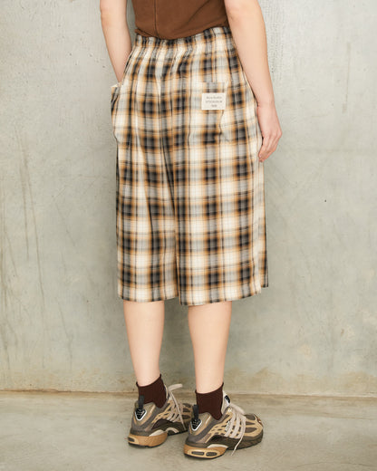 Beige Check Relaxed Shorts