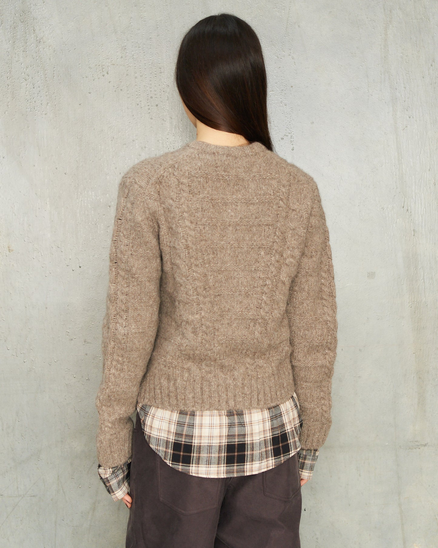 Beige Melange Flannel Cardigan