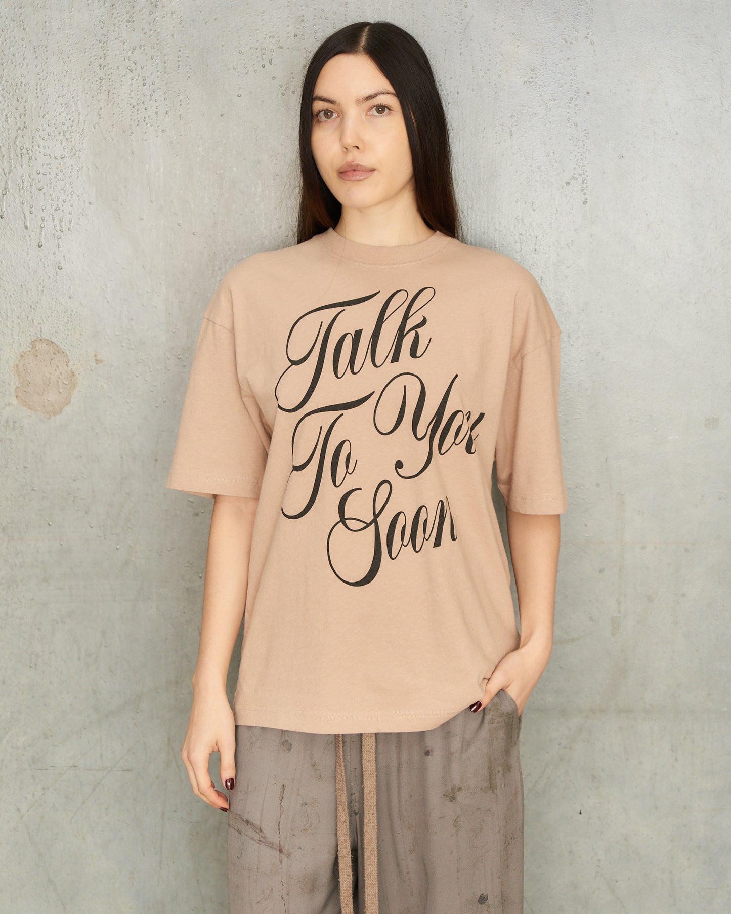Beige Talk To You Soon T-Shirt