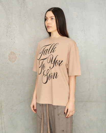 Beige Talk To You Soon T-Shirt