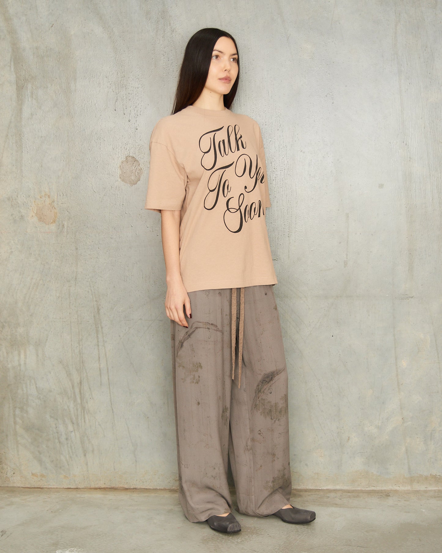Beige Talk To You Soon T-Shirt