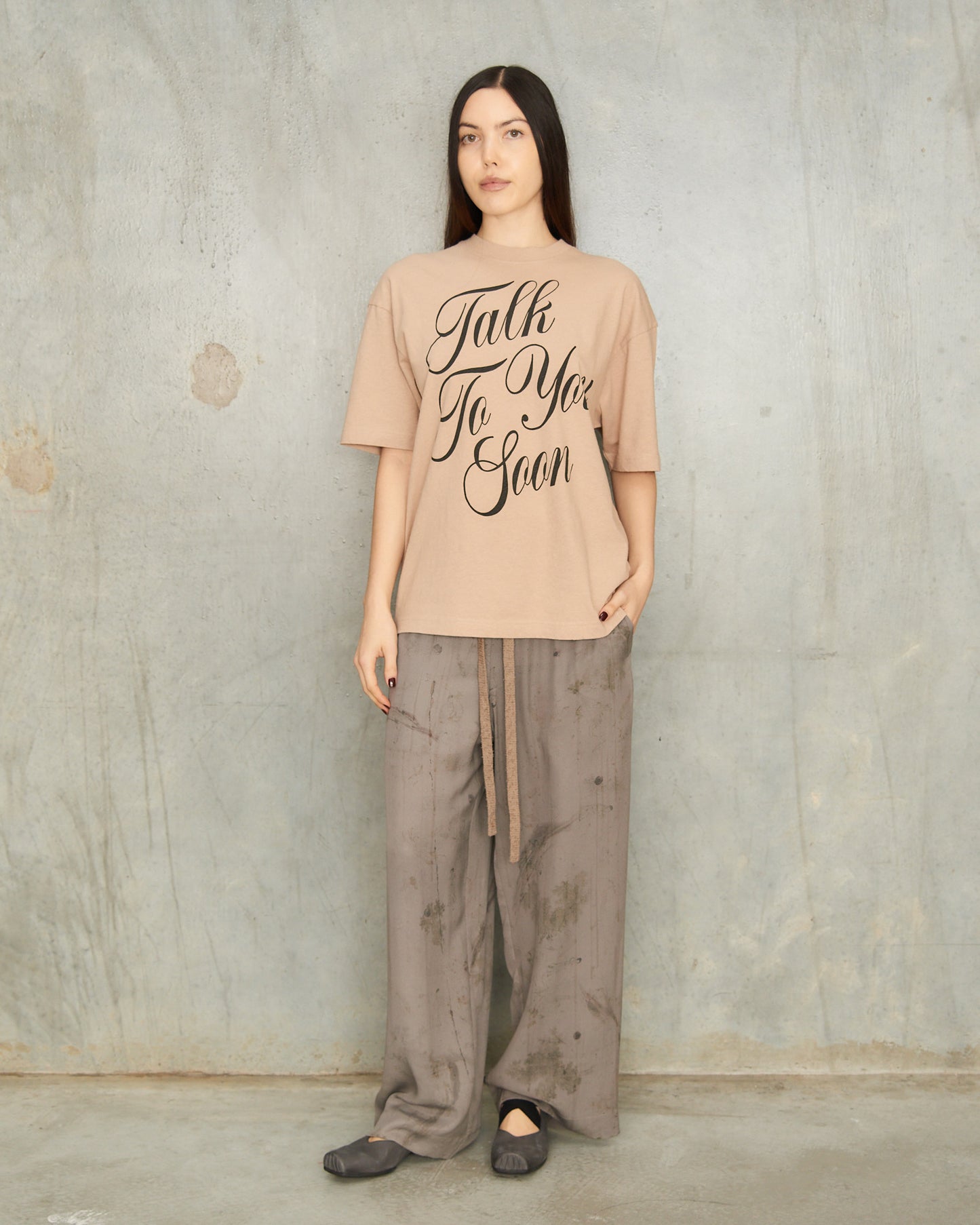 Beige Talk To You Soon T-Shirt