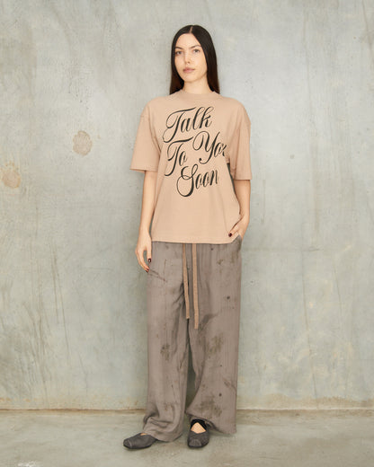 Beige Talk To You Soon T-Shirt