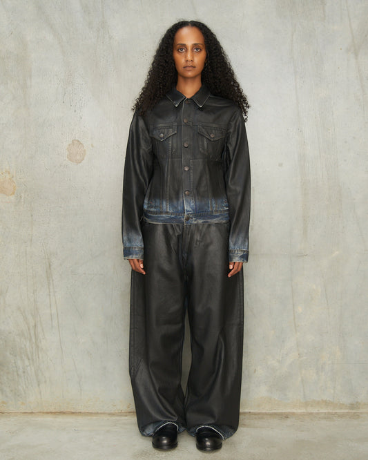 Black Baggy Coated Denim 2023 Jeans