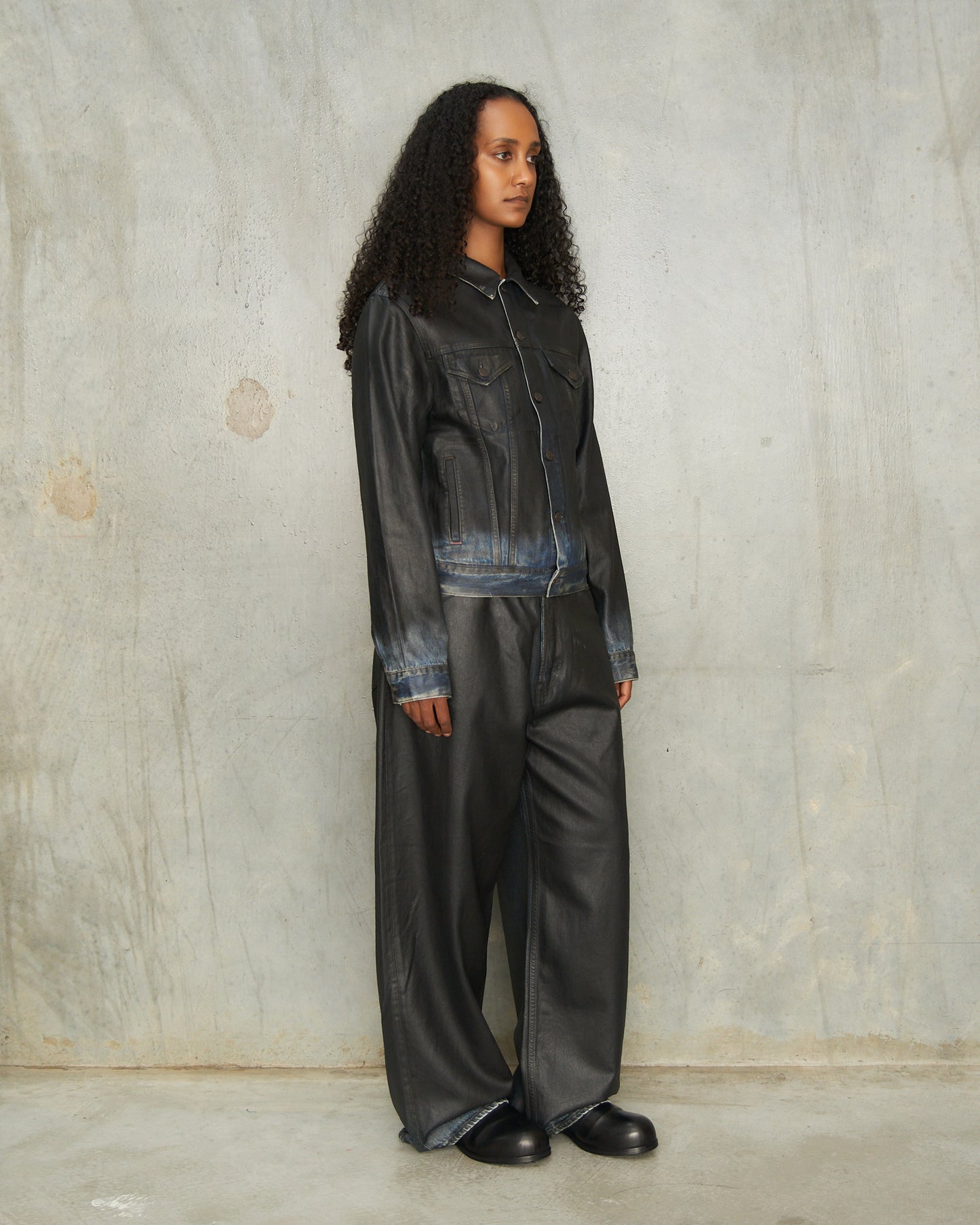 Black Coated Denim Jacket