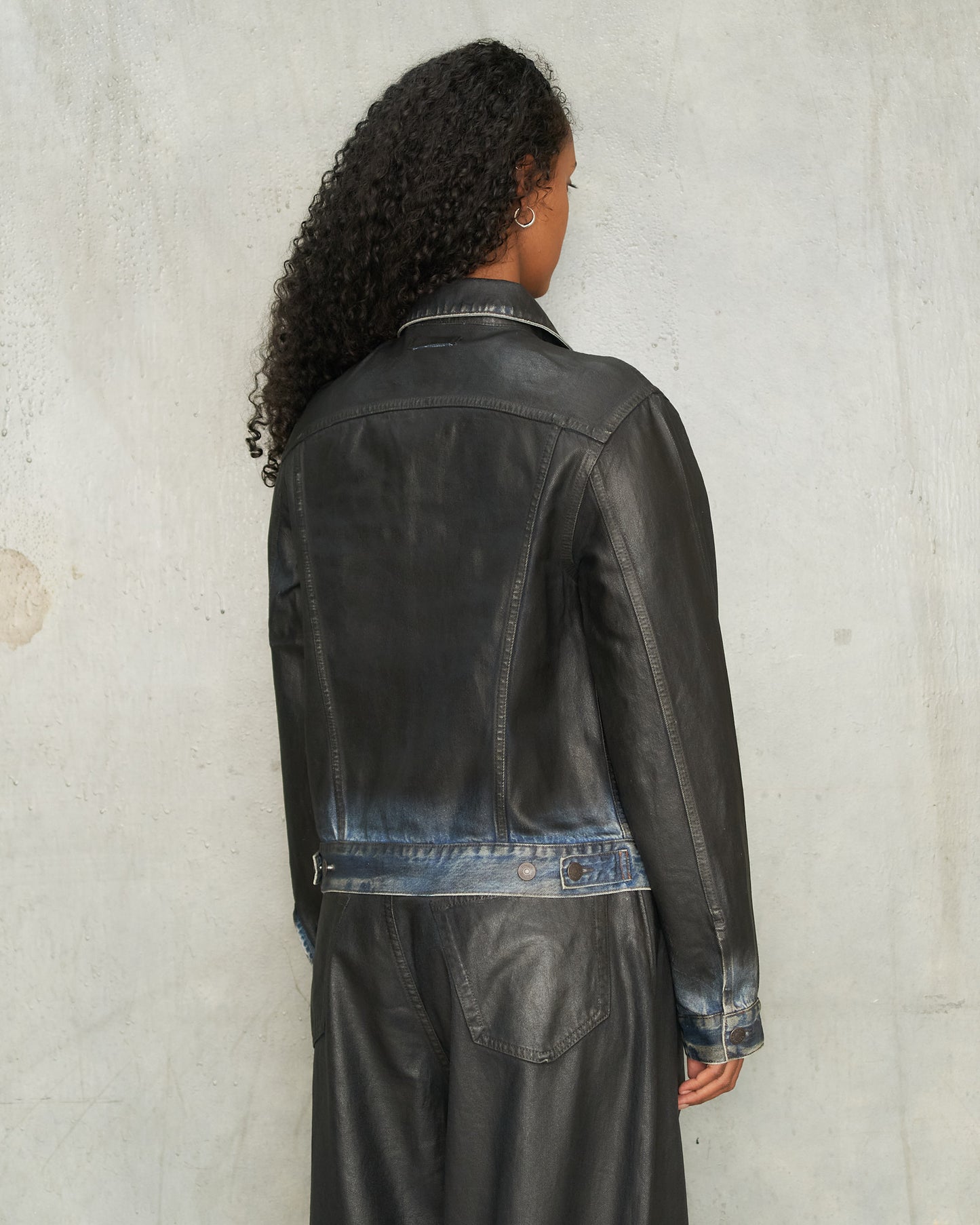 Black Coated Denim Jacket