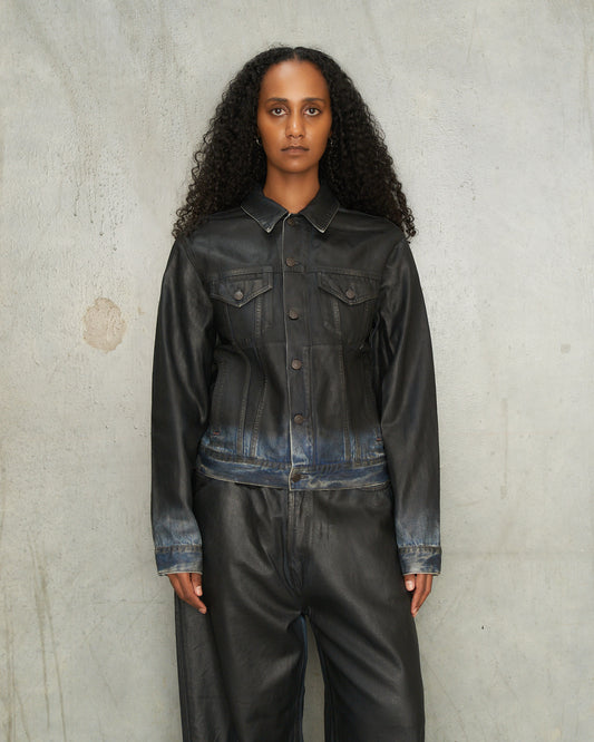 Black Coated Denim Jacket