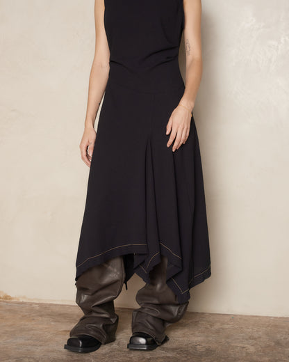 Black Draped Sleeveless Dress