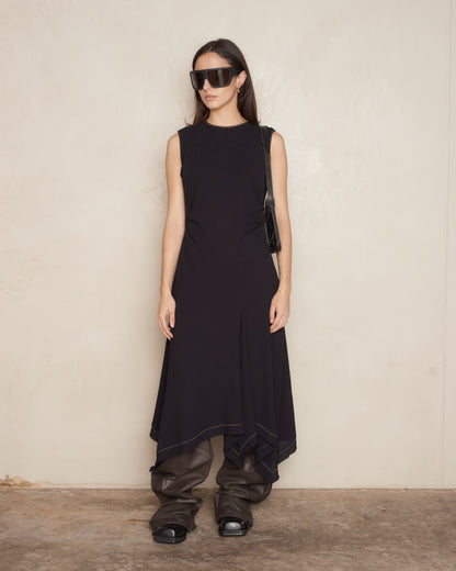 Black Draped Sleeveless Dress