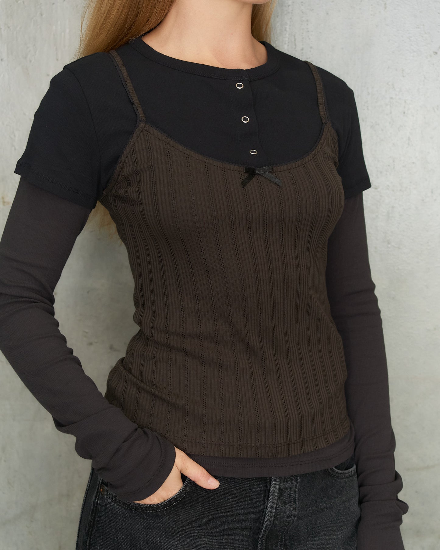 Black Brown Layered Ersilia Top