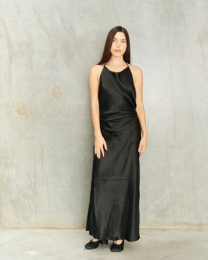 Black Ribbon Bias Cut Dress