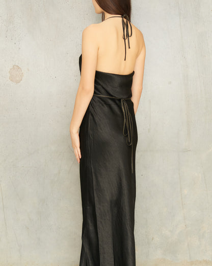 Black Ribbon Bias Cut Dress