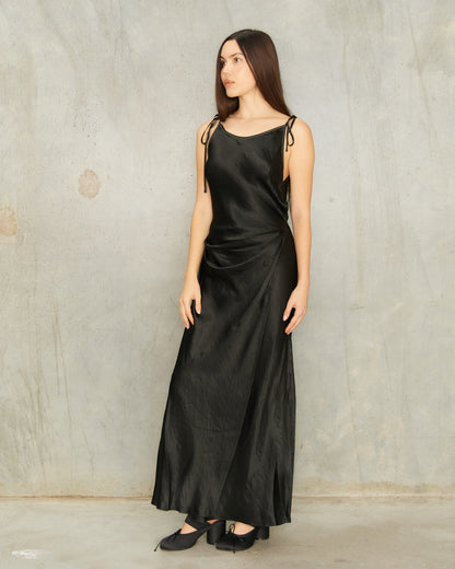 Black Ribbon Bias Cut Dress