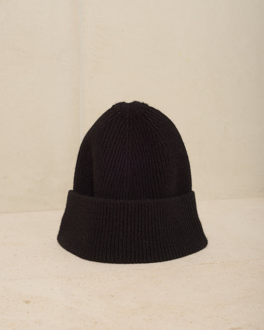 Black Wool Cashmere Beanie