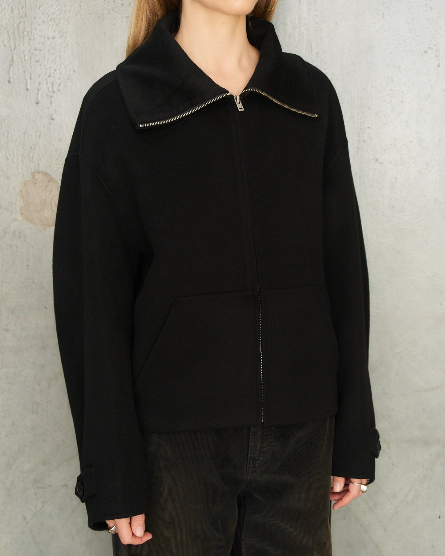 Black Wool Zip Jacket