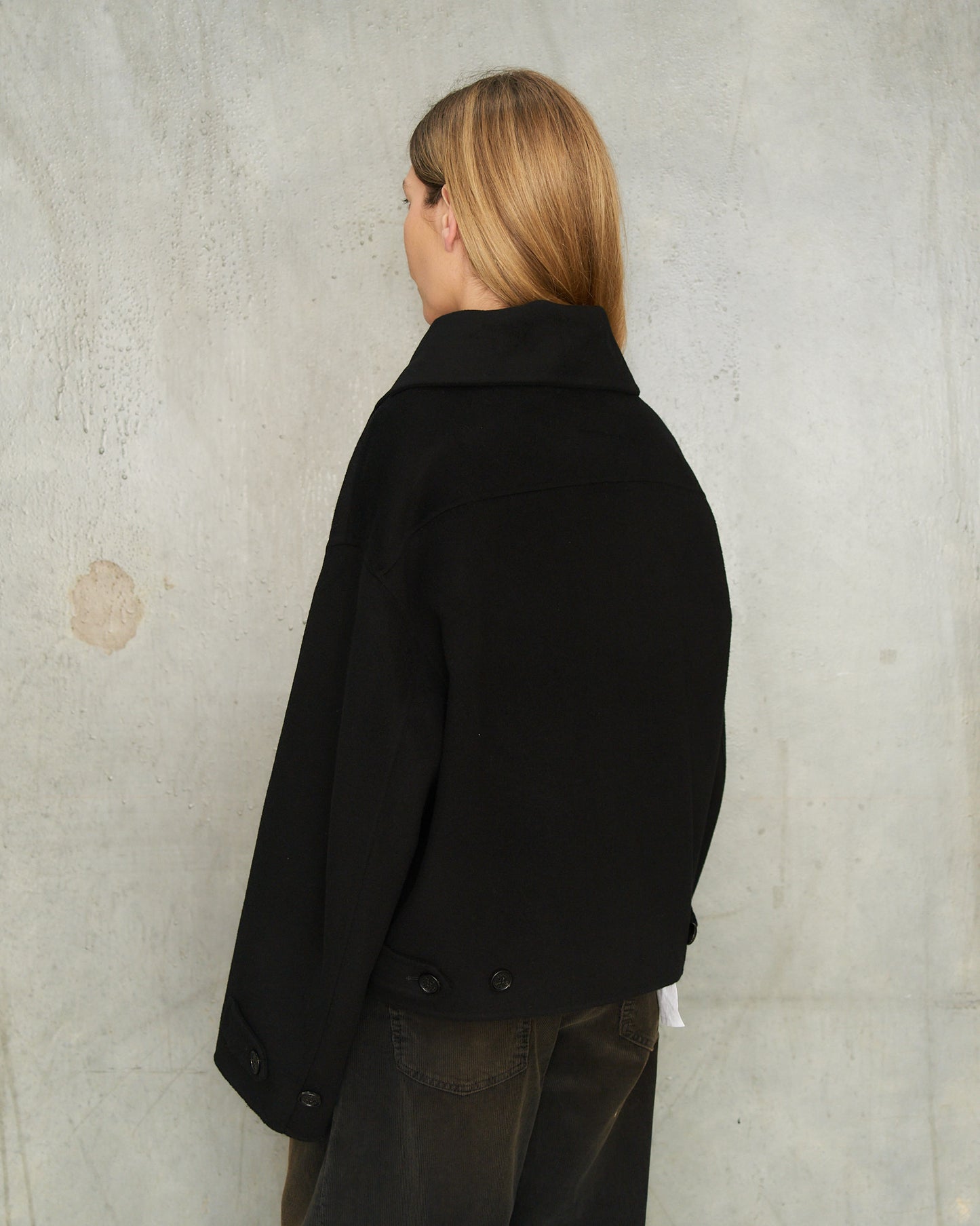 Black Wool Zip Jacket