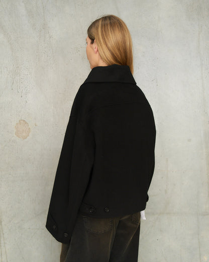 Black Wool Zip Jacket