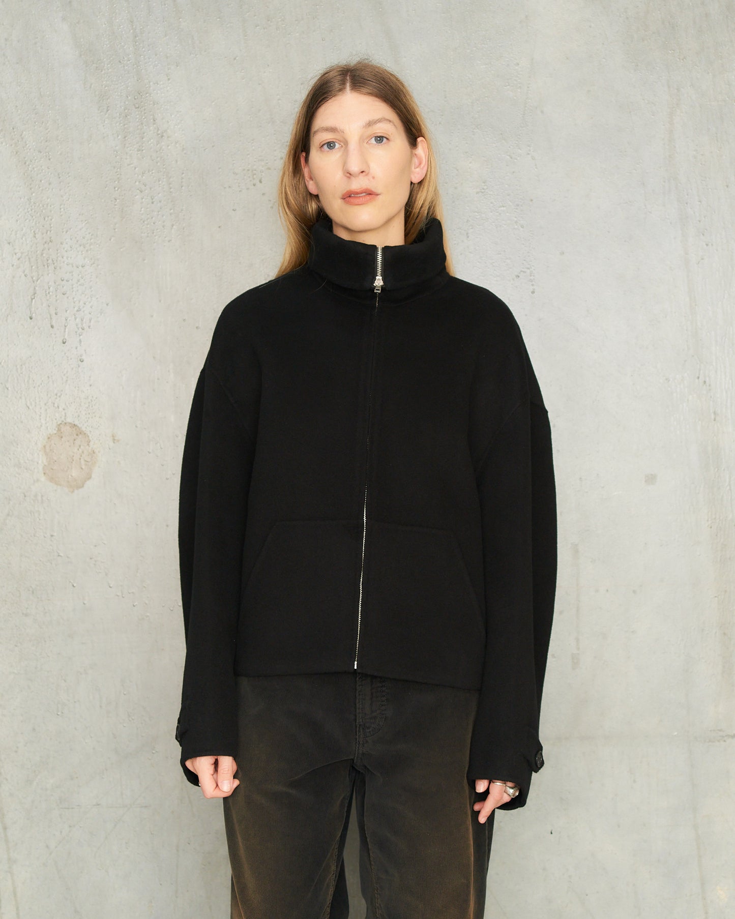 Black Wool Zip Jacket