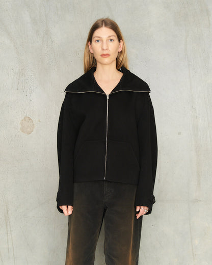 Black Wool Zip Jacket