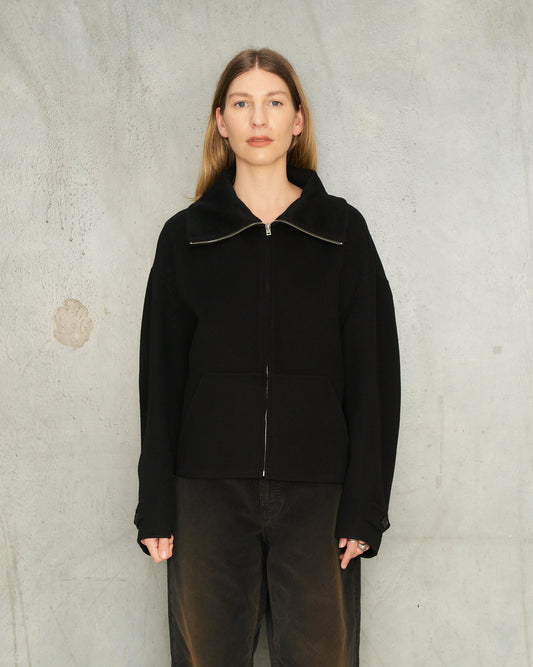 Black Wool Zip Jacket