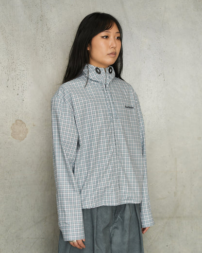 Blue Hooded Check Jacket