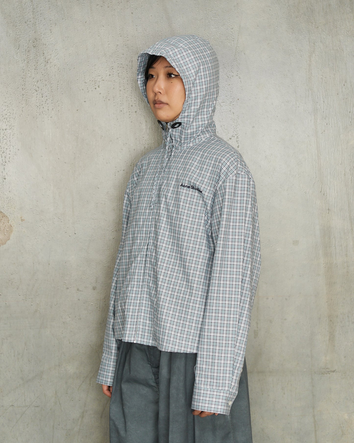 Blue Hooded Check Jacket
