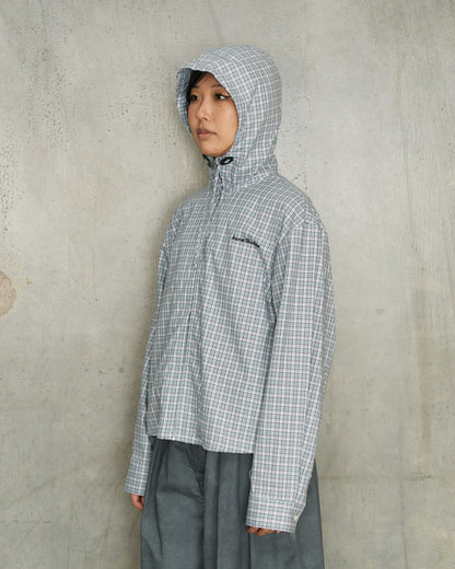 Blue Hooded Check Jacket