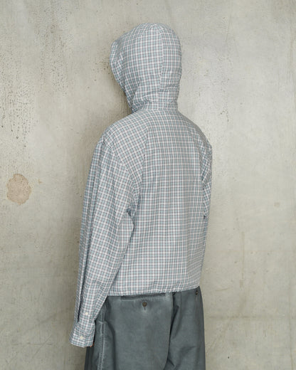 Blue Hooded Check Jacket