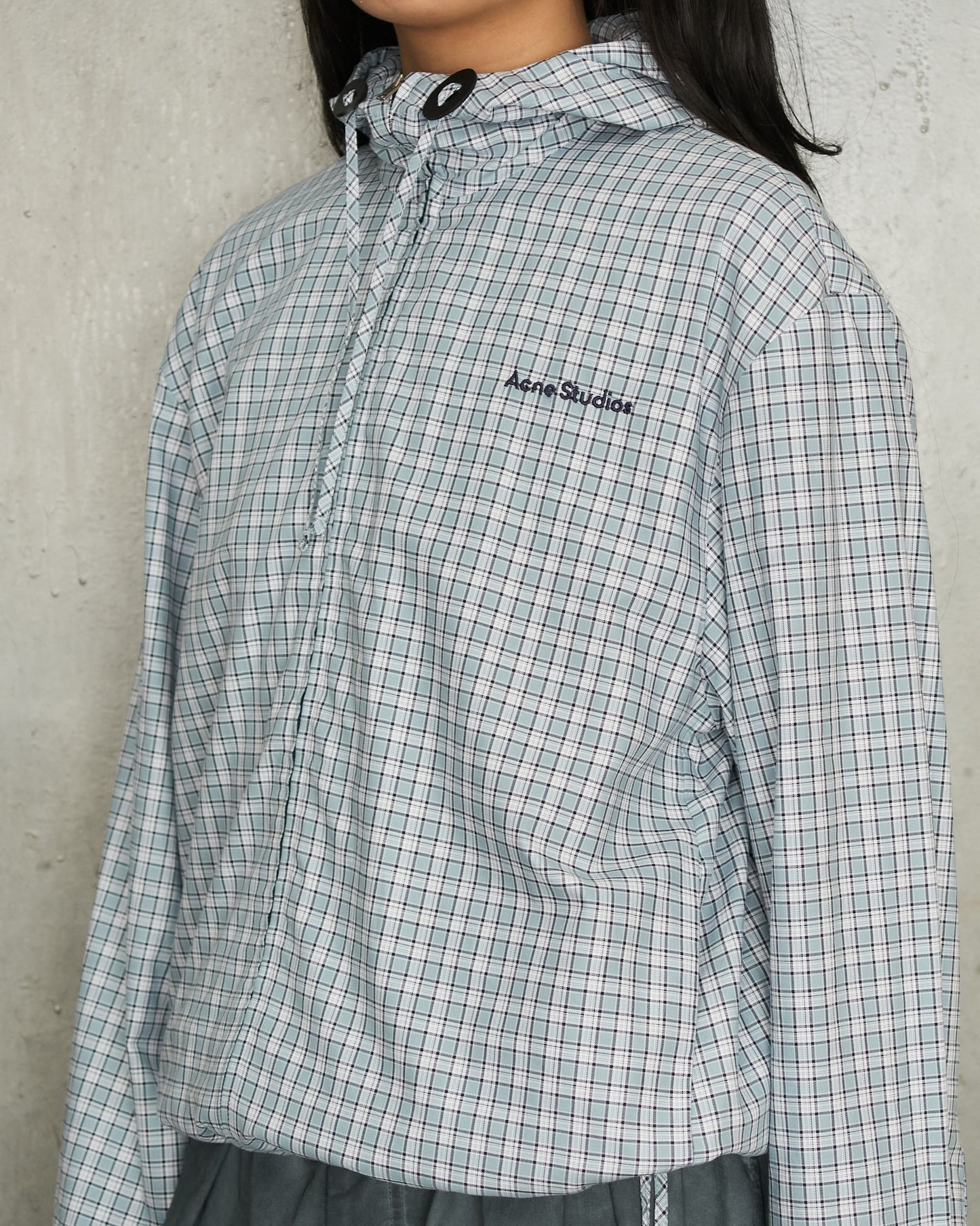 Blue Hooded Check Jacket