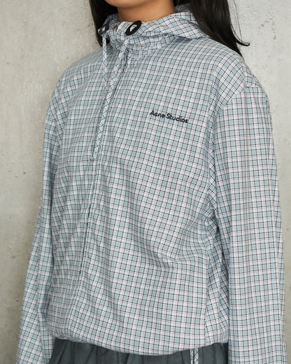 Blue Hooded Check Jacket