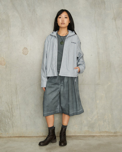 Blue Hooded Check Jacket