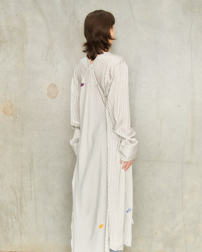 Blue Stripe Asymmetric Shirt Dress