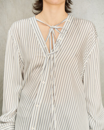 Blue Stripe Asymmetric Shirt Dress