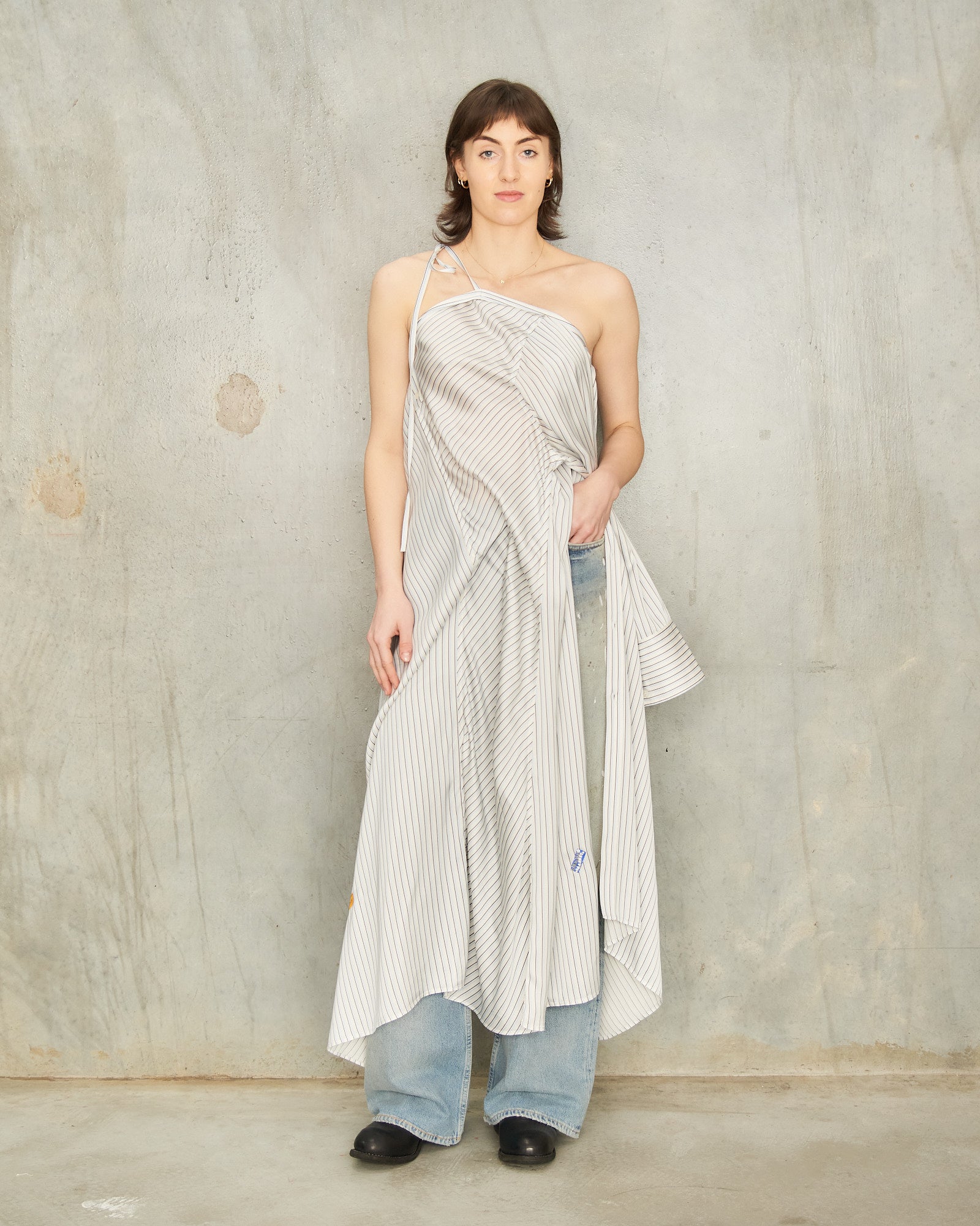 Acne Studios Blue Stripe Asymmetric Shirt Dress Blue A20828 - DILETTANTE Dilettante Acne Studios Blue Stripe Asymmetric Shirt Dress Blue A20828 - DILETTANTE Dilettante