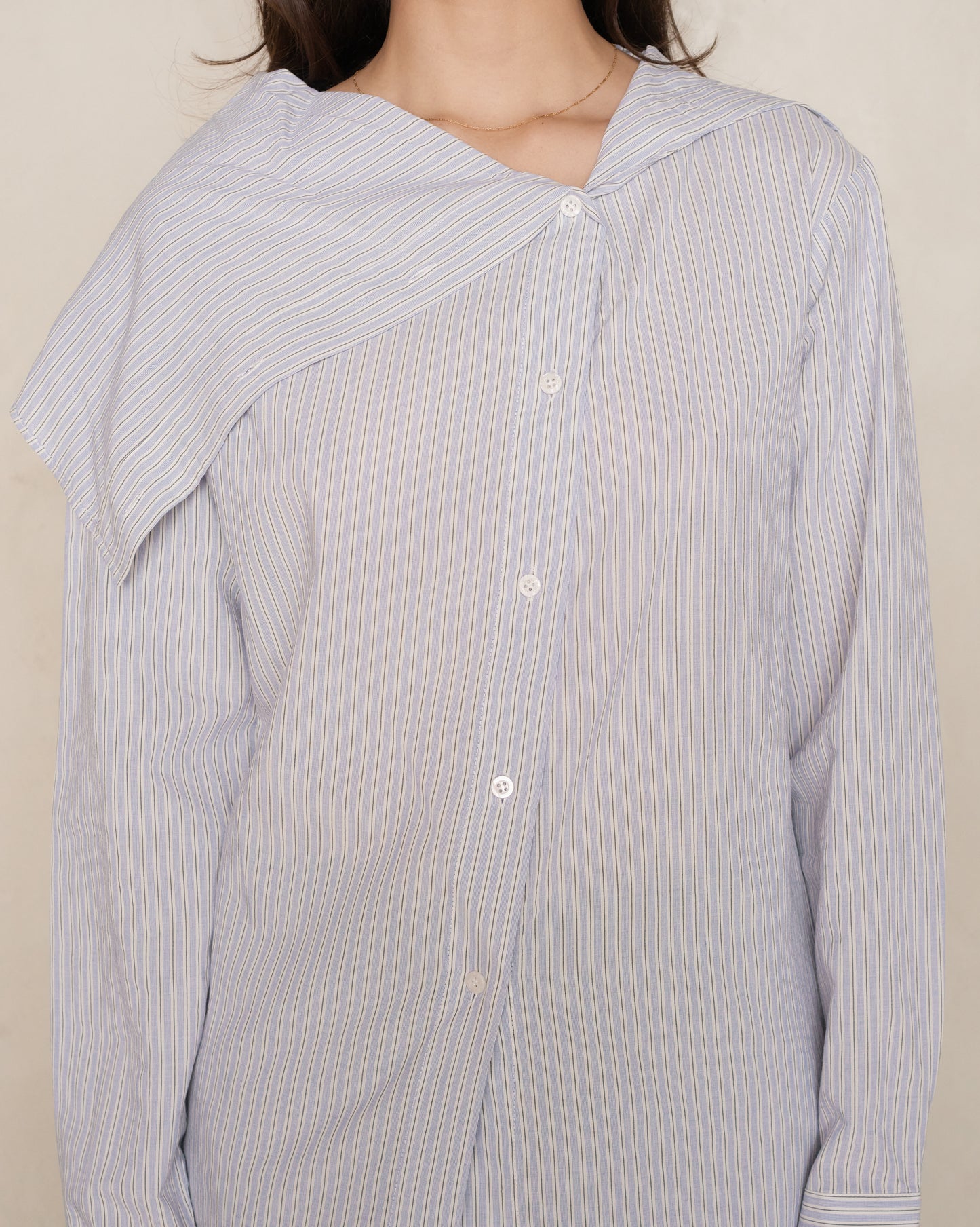 Blue Striped Asymmetric Shirt