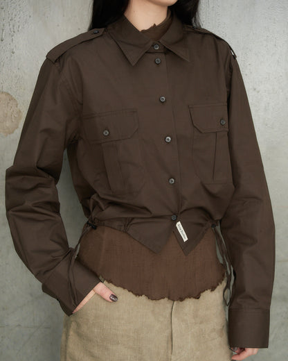 Cacao Brown Cropped Utility Shirt